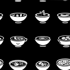 Collection of Italian Wedding Soup icons, Italian Wedding Soup vectorized seamless pattern
