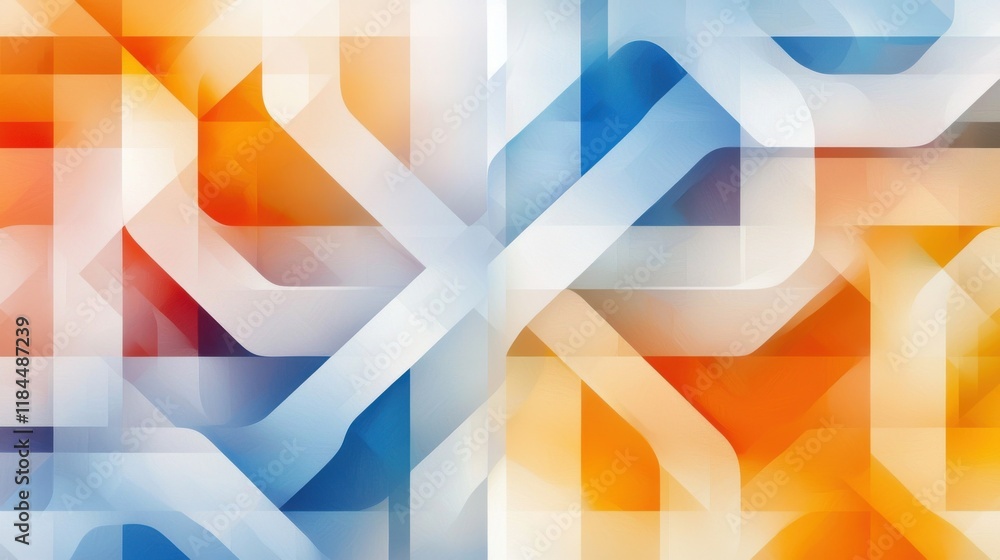 Poster vibrant abstract geometric pattern composition with dynamic shapes and intersecting lines