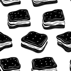 Peanut butter and jam sandwich tiled design, Peanut butter and jam sandwich repeating background illustration