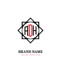 ADH logo design, ADH simple and modern logo. ADH luxurious alphabet design
