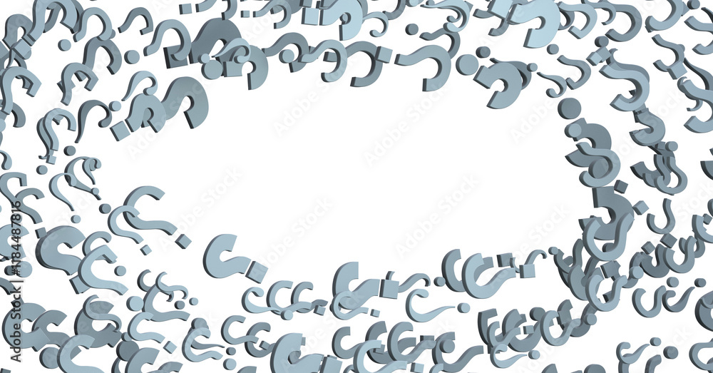 Poster question marks, original 3d rendering