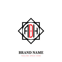 PrintADH logo design, ADH simple and modern logo. ADH luxurious alphabet design
