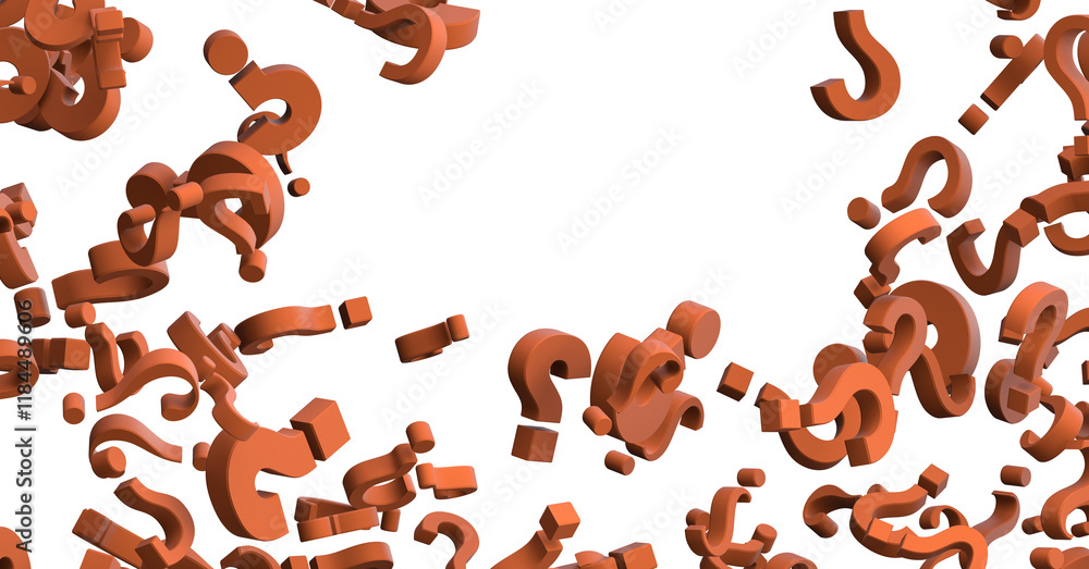 Aufkleber colored question marks background concept. 3D Rendering.