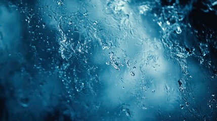 Water droplets on blue background, mobile phone wallpaper, macro photography of water drops on light blue surface, top view, closeup, high resolution, wallpaper, rain, sad, watery, cool, fresh