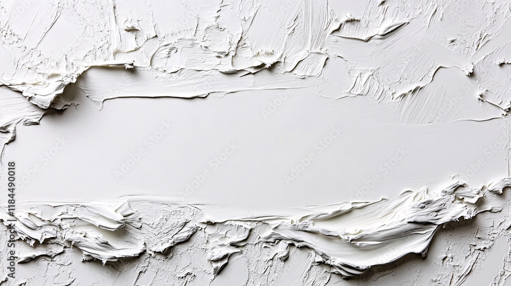 Aufkleber textured white surface with cream-like composition in an abstract form