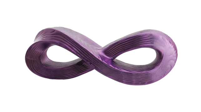 A purple infinity sign symbolizing equality and progress, isolated on white background, cut out 
