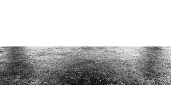 Wet asphalt pavement surface isolated on transparent background