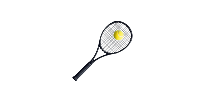 Tennis racket and ball isolated on transparent background