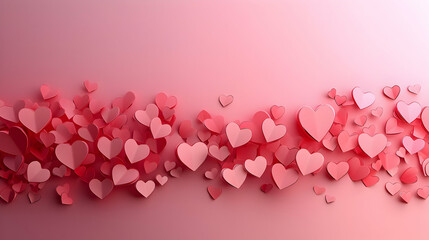 Heartfelt celebration of love pink paper hearts in a romantic setting digital art soft background whimsical concept