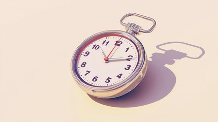 Vintage Alarm Clock with Shadow on Soft Background for Time Concept and Decor