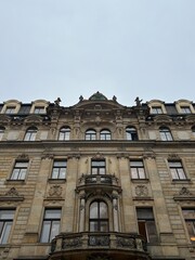 The front of a old building