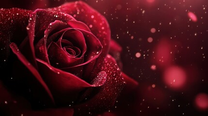 Crimson Rose: Dew-Kissed Petals in Romantic Glow