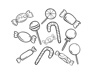 lollipop candy isolated icon set Outline Simple vector illustration.	