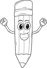 cute happy pencil cartoon hand drawn