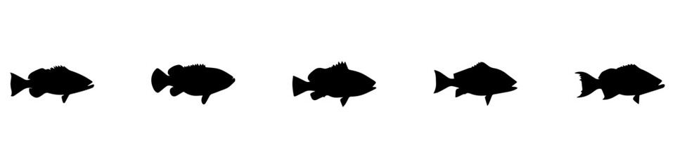 Obraz premium Fish icon vector set. Bass fish icon. Fish icon set. Fish or seafood symbol. Vector Illustration. EPS 10
