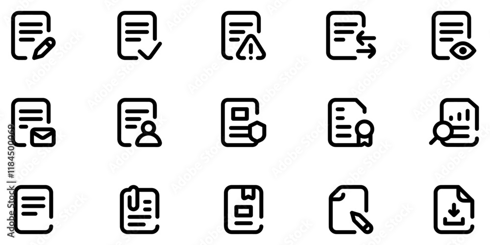 Poster document line icon set. documents symbol collection. different documents icons. vector illustration.