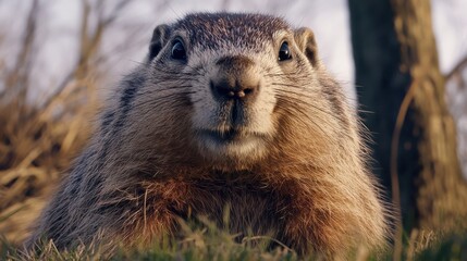 Groundhog Close-Up: A Serene Portrait in Natural Light