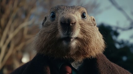 Sophisticated Marmot: Close-up Portrait in Dramatic Lighting