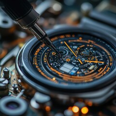 Fototapeta premium Intricate Watch Mechanism Detail Close-Up