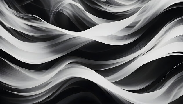 An abstract black and white background featuring a textured surface that emulates layered brushstrokes, creating a dynamic sense of movement across the composition