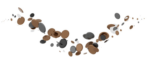 confetti png. Gold confetti falls from the sky.