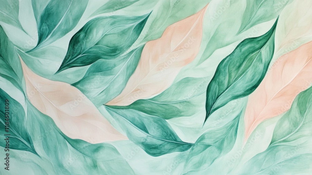 Poster elegant leaf patterns nature artwork decorative design soft colors aesthetic view botanical concept