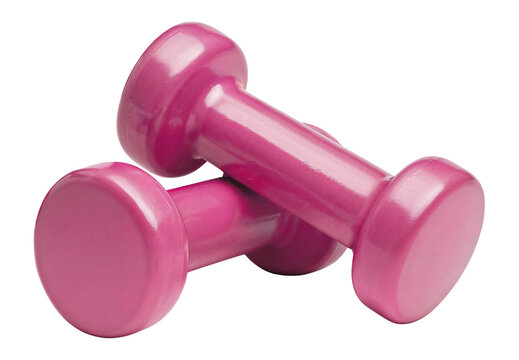 Pink dumbbells isolated over transparent background, PNG cut-out - Powered by Adobe
