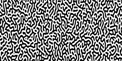 Abstract truing organic wallpaper Turing reaction diffusion monochrome seamless pattern .Monochrome Turing reaction background .Natural seamless line pattern. Linear design with biological shapes