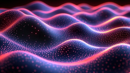 Obraz premium Abstract glowing pink and blue wave particles.