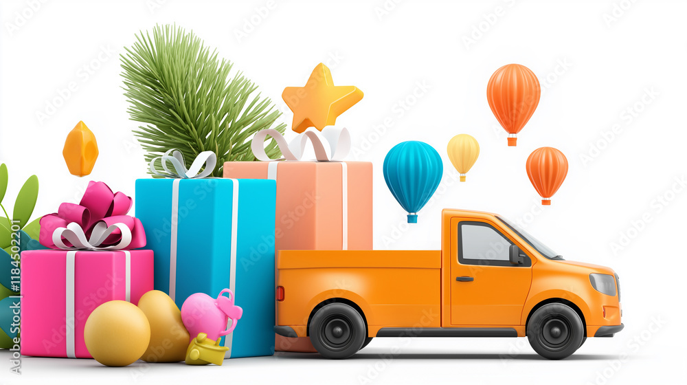 Poster a return pickup being scheduled on an app, isolated on white background