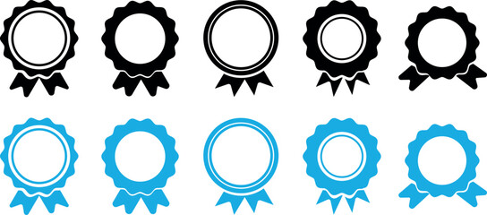 Certificate badge award. Premium quality. Achievement badge. Medal prize icon premium quality badge award ribbon vector icon set merit reward champion icons.