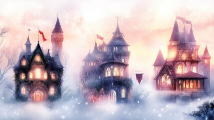 Fototapeta premium Enchanted Castles in Winter Mist