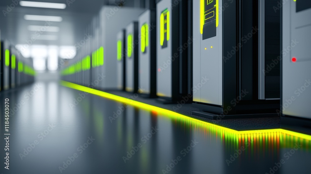 Aufkleber modern data center with server racks and ambient lighting for technology background