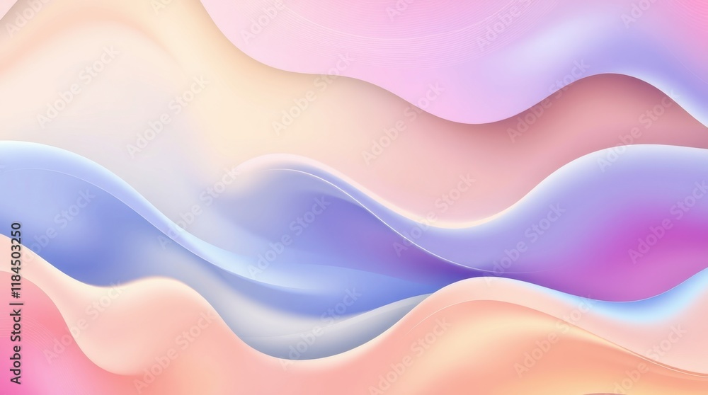 Poster soft waves of pastel colors create a calming atmosphere in an abstract design filled with tranquilit