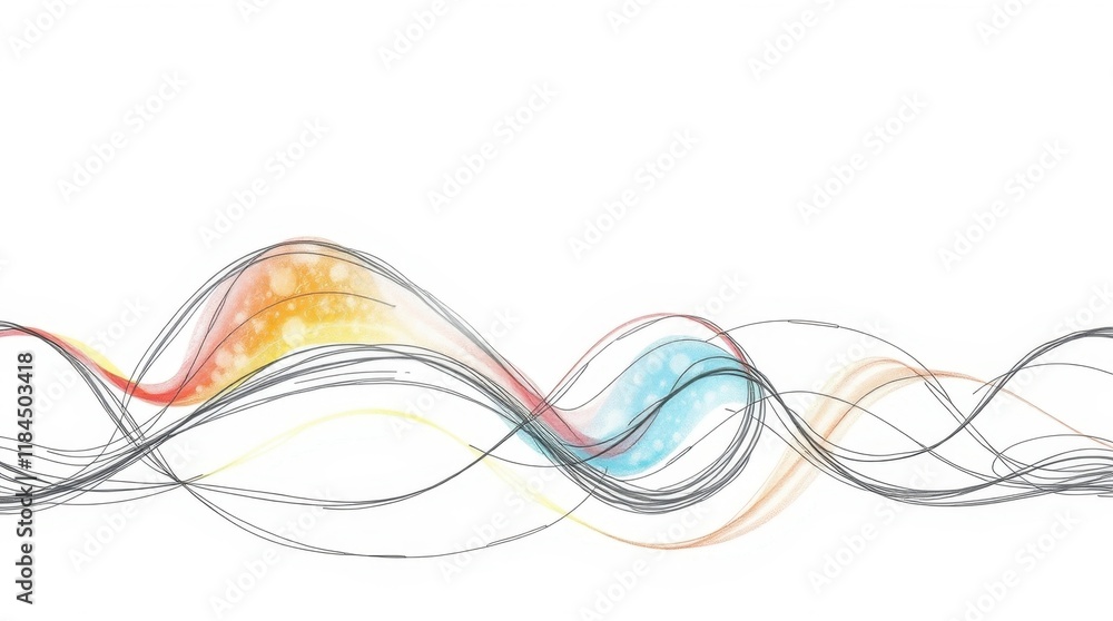 Poster dynamic waves of color and sound flow across a minimalist canvas in an abstract representation of mu