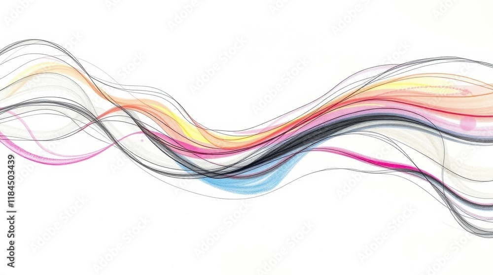 Poster colorful flowing lines create a vibrant abstract artwork that captivates the viewer's imagination an