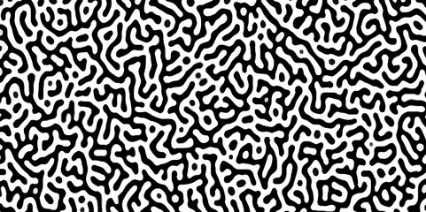 Fototapeta premium Abstract truing organic wallpaper Turing reaction diffusion monochrome seamless pattern .Monochrome Turing reaction background .Natural seamless line pattern. Linear design with biological shapes