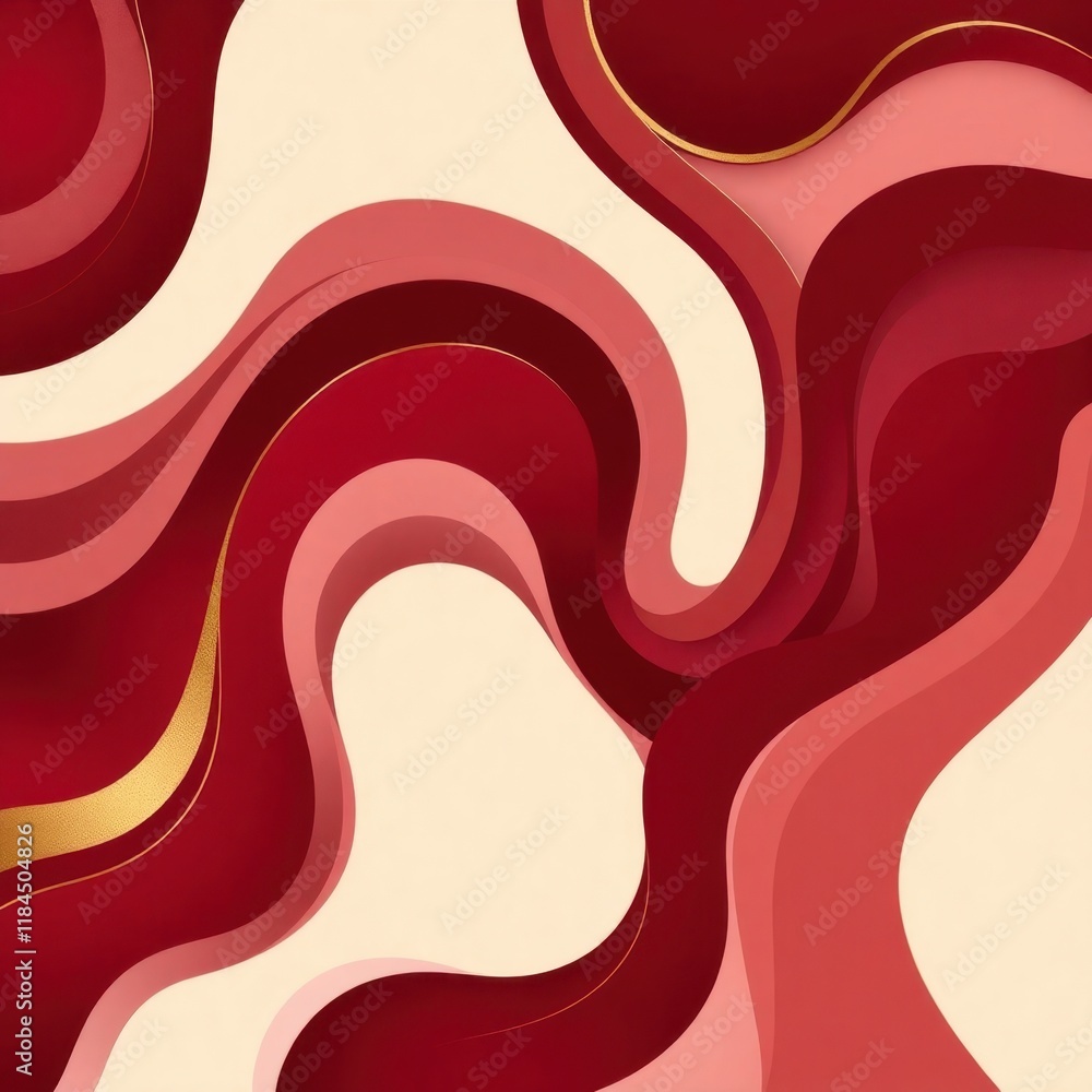 Aufkleber dynamic flow of warm hues creates a captivating abstract pattern in rich shades of red and gold