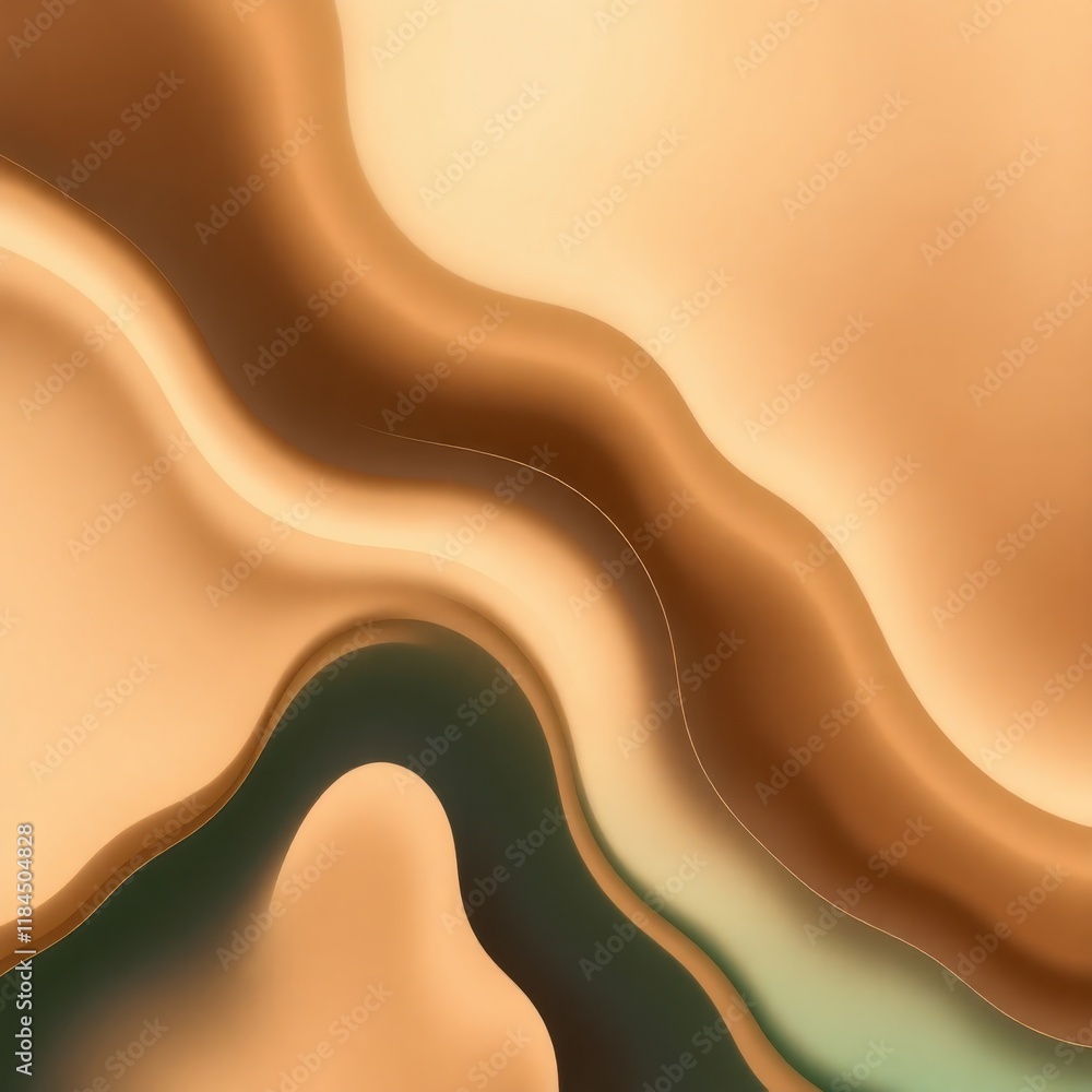 Poster swirling patterns of warm earth tones create a soothing abstract landscape of flowing forms and gent