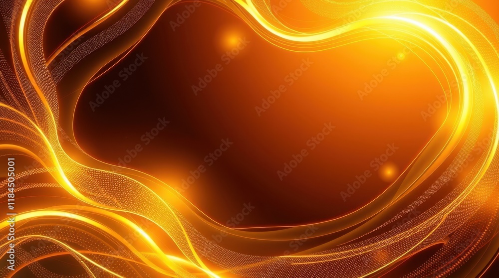 Poster captivating golden light waves dance across a dark background, creating a mesmerizing visual display