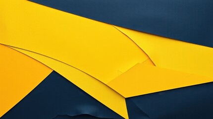 Fototapeta premium Bold interplay of yellow and navy blue paper evokes creativity and inspiration in a minimalist setting