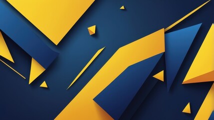 Vibrant abstract composition featuring dynamic geometric shapes in blue and yellow hues