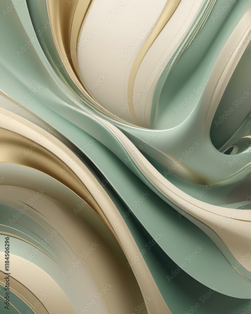 Poster swirling waves of teal and gold create a harmonious abstract design showcasing fluid motion and eleg