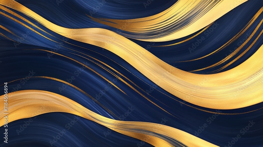 Poster dynamic golden waves abstract design digital art graphic modern style close-up view elegant concept 