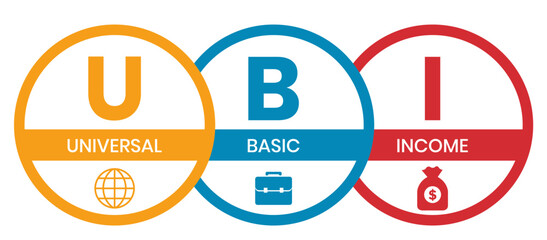UBI - Universal Basic Income acronym. business concept background. vector illustration concept with keywords and icons. lettering illustration with icons for web banner, flyer, landing page