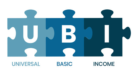 UBI - Universal Basic Income acronym. business concept background. vector illustration concept with keywords and icons. lettering illustration with icons for web banner, flyer, landing page