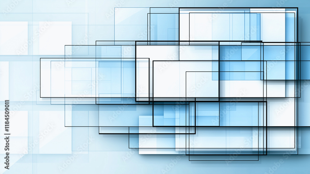 Poster abstract blue rectangular layers