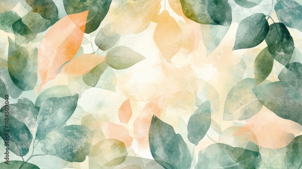 Poster nature abstract leaf pattern digital art serenity soft colors close-up view illustrative design for 