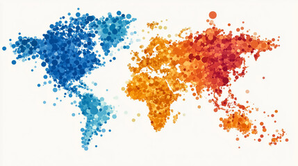 stylized map illustrating global data distribution with vibrant colors