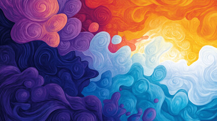 Vibrant abstract swirls of color in dynamic hues of blue, purple, and orange